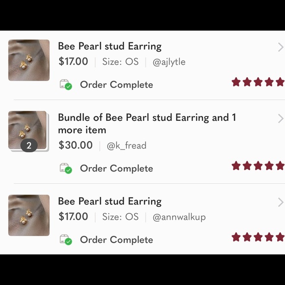 🐝 Bee Earrings Bee Earrings Bee Earrings Bee Earrings Bee Pearl stud Earrings - Picture 7 of 8